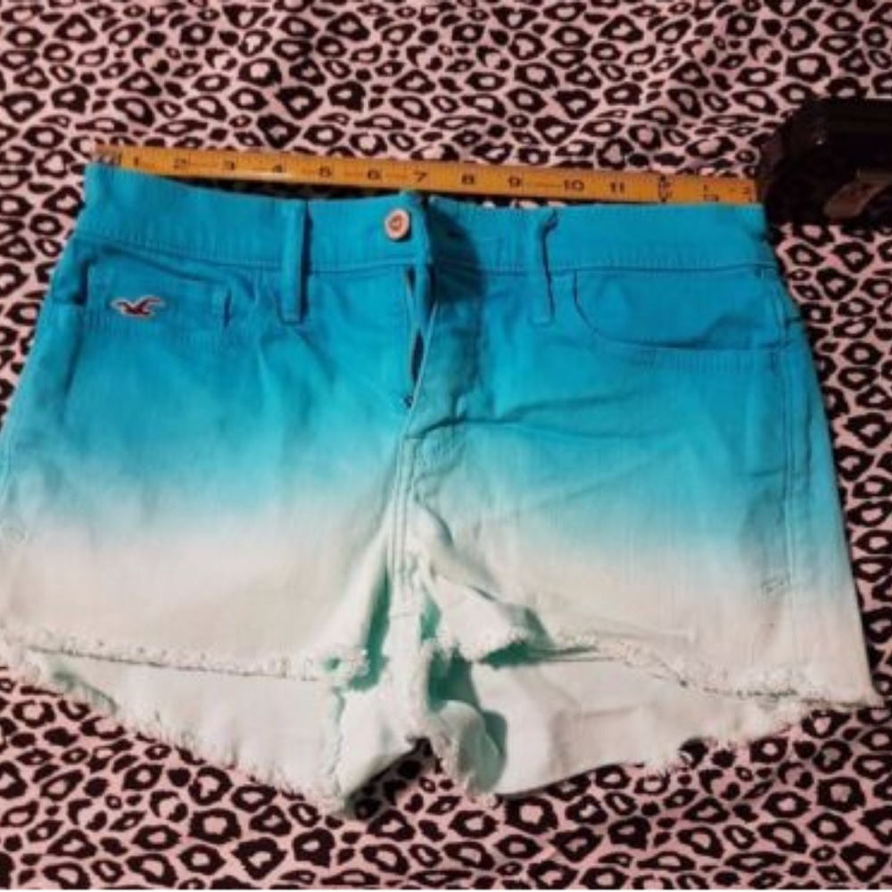Hollister Ombre Blue Turquoise High Waisted Shorts